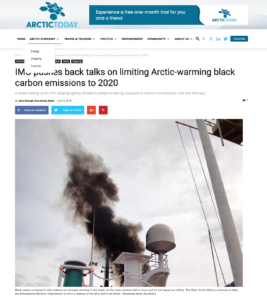 IMO pushes back talks on limiting Arctic-warming black carbon emissions to 2020