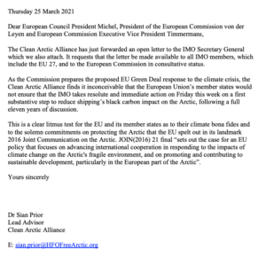 Letter to European Council President Michel, President of the European Commission von der Leyen and European Commission Executive Vice President Timmermans.